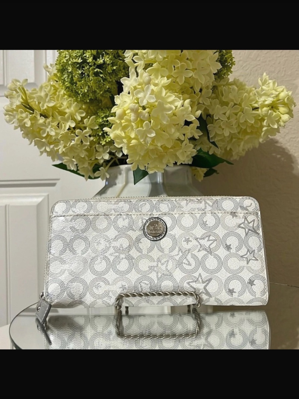 Coach Waverly Snow Queen Star Accordion Zip Wallet